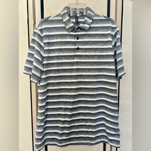 NEW WITH TAGS - Adidas Men's Polo Shirt - Blue and White Stripes